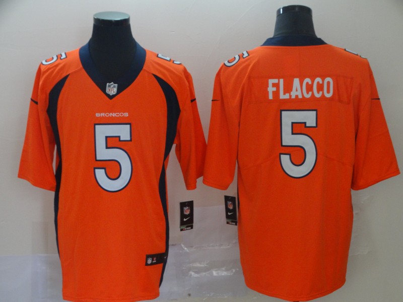 Men's Denver Broncos Joe Flacco #5 Orange Jersey